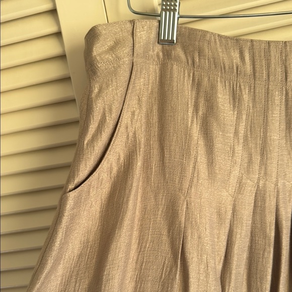 J. Jill tan/gold Midi pleated summer Skirt - Picture 3 of 7